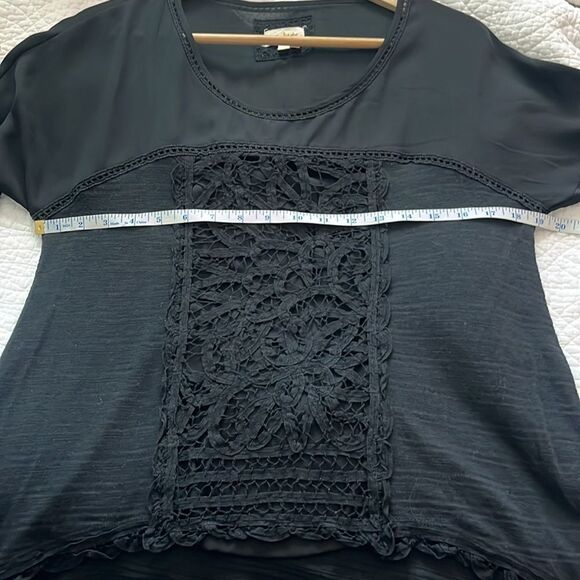 Anthropologie Meadow Rue Tayrona Lace Front Top Boho Whimsigoth Fairy Black XS - Picture 4 of 8